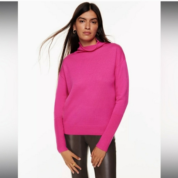 Wilfred cyprie mock neck merino wool sweater in vital pink sz S - Picture 1 of 10